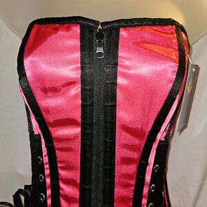 XS NWT VINTAGE! Reversible HotPink/Black Steel Boned Corset